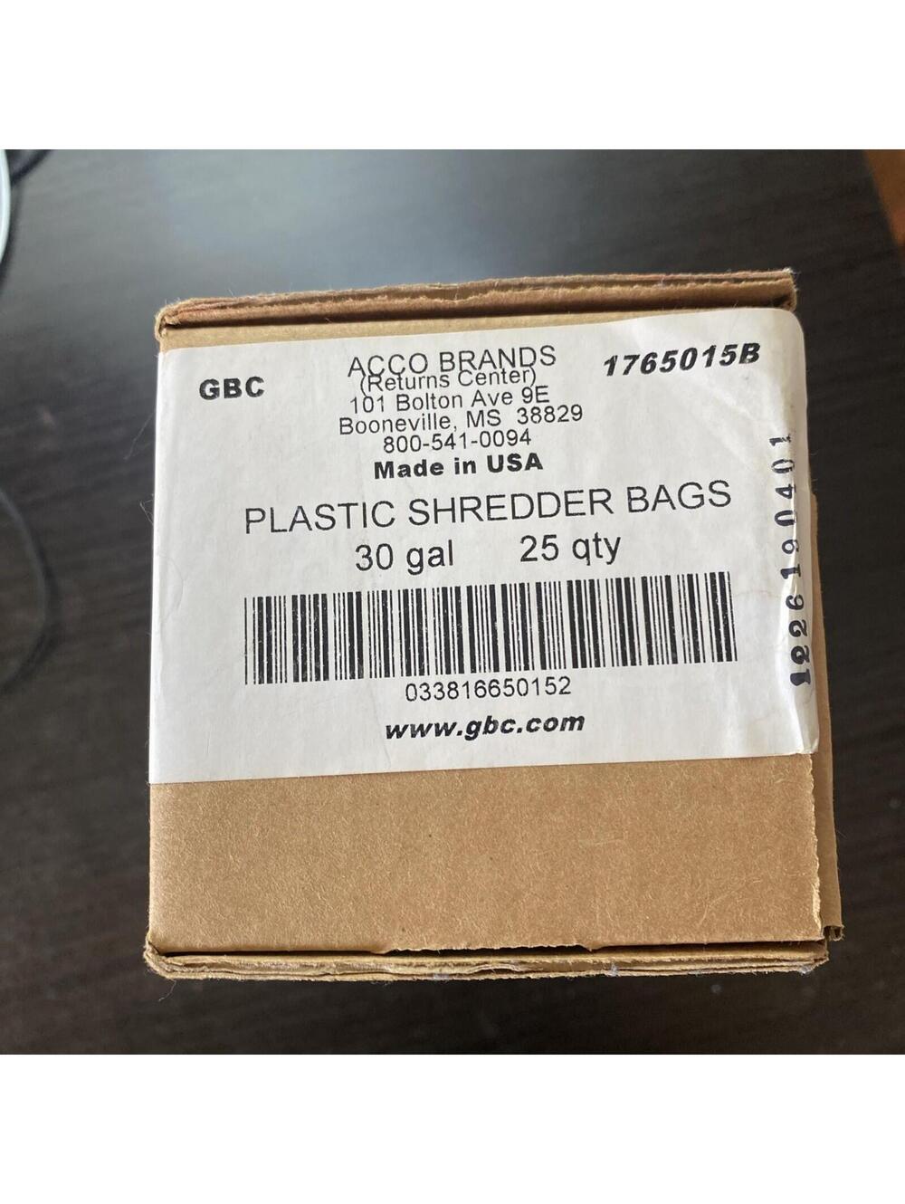 GBC ACCO BRANDS Plastic Shredder Bags 30 Gallon 25 qty Brand New Made In America